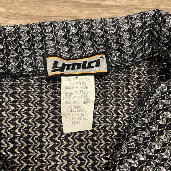 YMLA Vintage Club Shirt Semi-Translucent Metallic Waves Made in USA Men's M - Picture 7 of 8